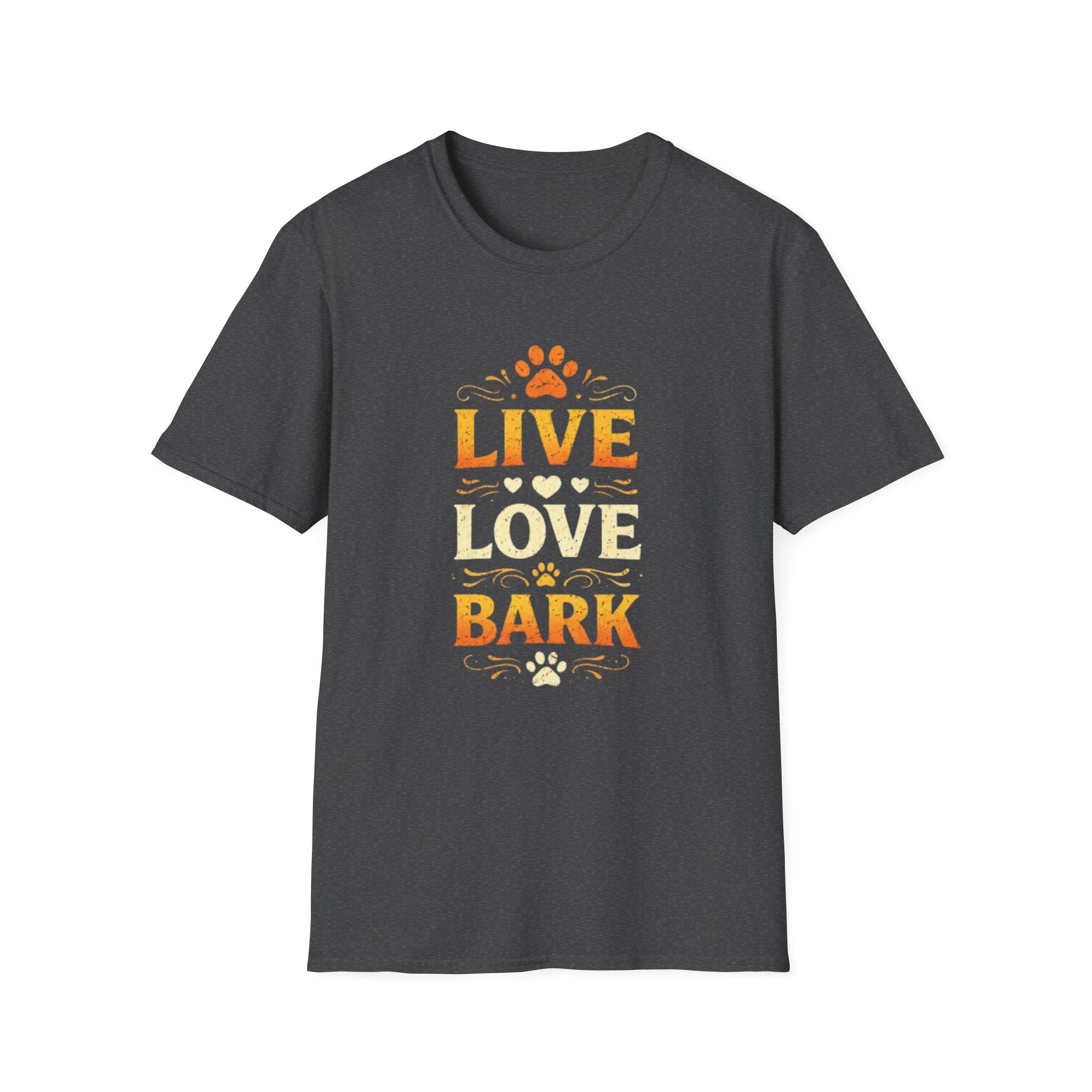 Live Love Bark T-Shirt — Funny Dog Lover Tee with Paw Prints
