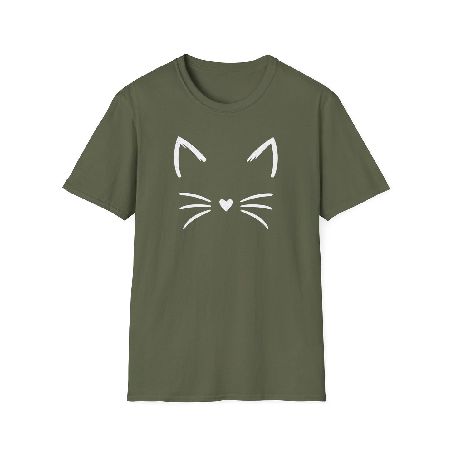 Camiseta con cara de gato y nariz de corazón: una linda camiseta con gráficos minimalistas para amantes de los gatos