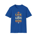 Live Love Bark T-Shirt — Funny Dog Lover Tee with Paw Prints
