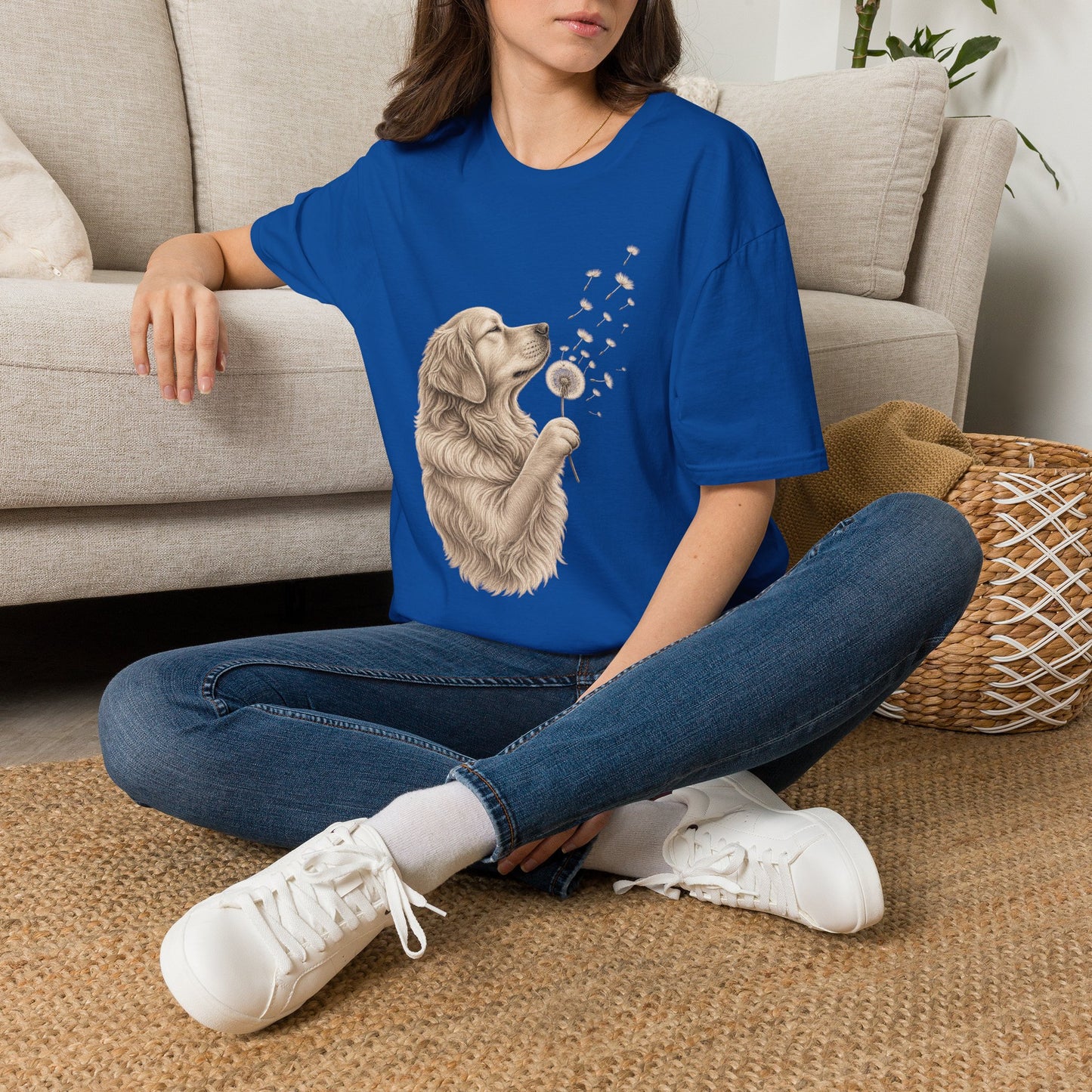 Golden Retriever Dandelion T-Shirt — Cute Dog Floral Tee