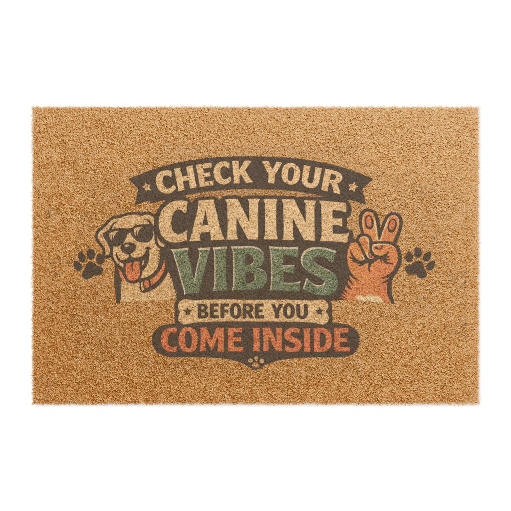 Doormat – "Check Your Canine Vibes Before You Come Inside" Funny Dog Welcome Mat