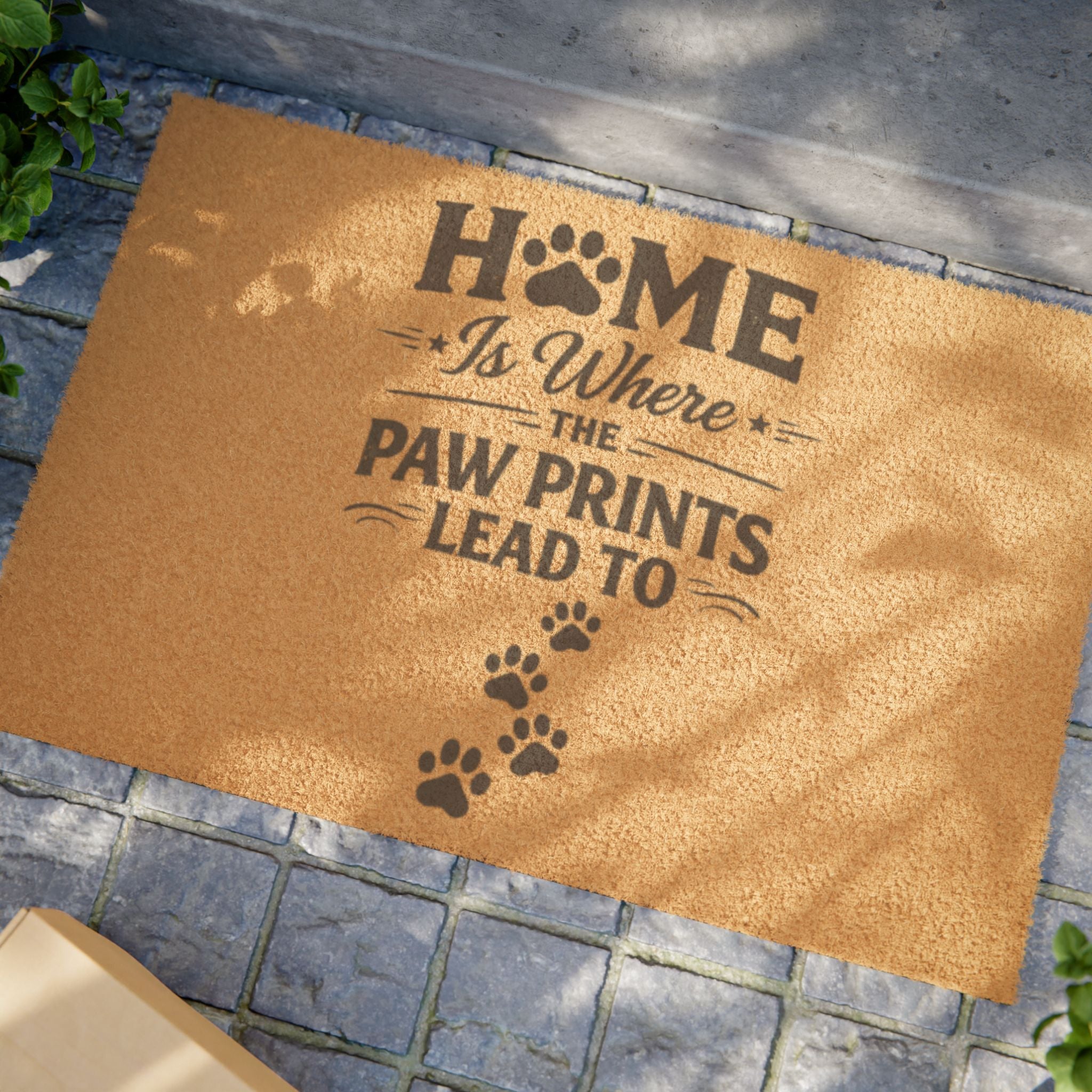 Doormat — “Home Is Where the Paw Prints Lead To” Pet Welcome Mat