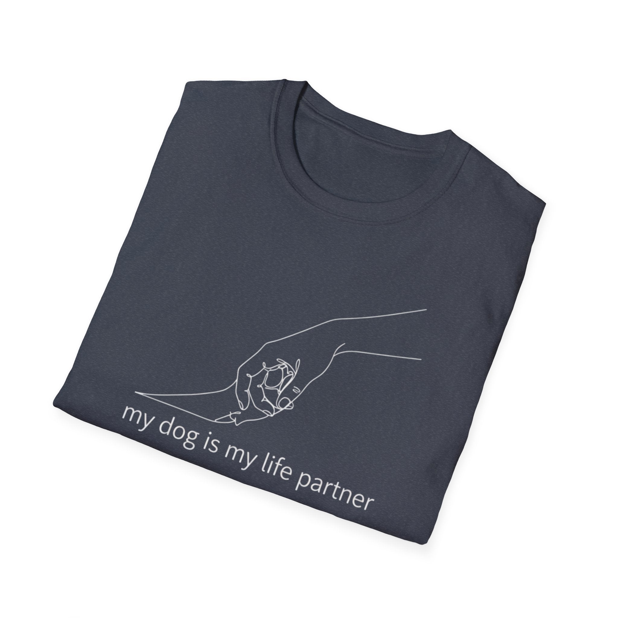 Dog Lover T-Shirt — "My Dog Is My Life Partner" Minimal Line Art