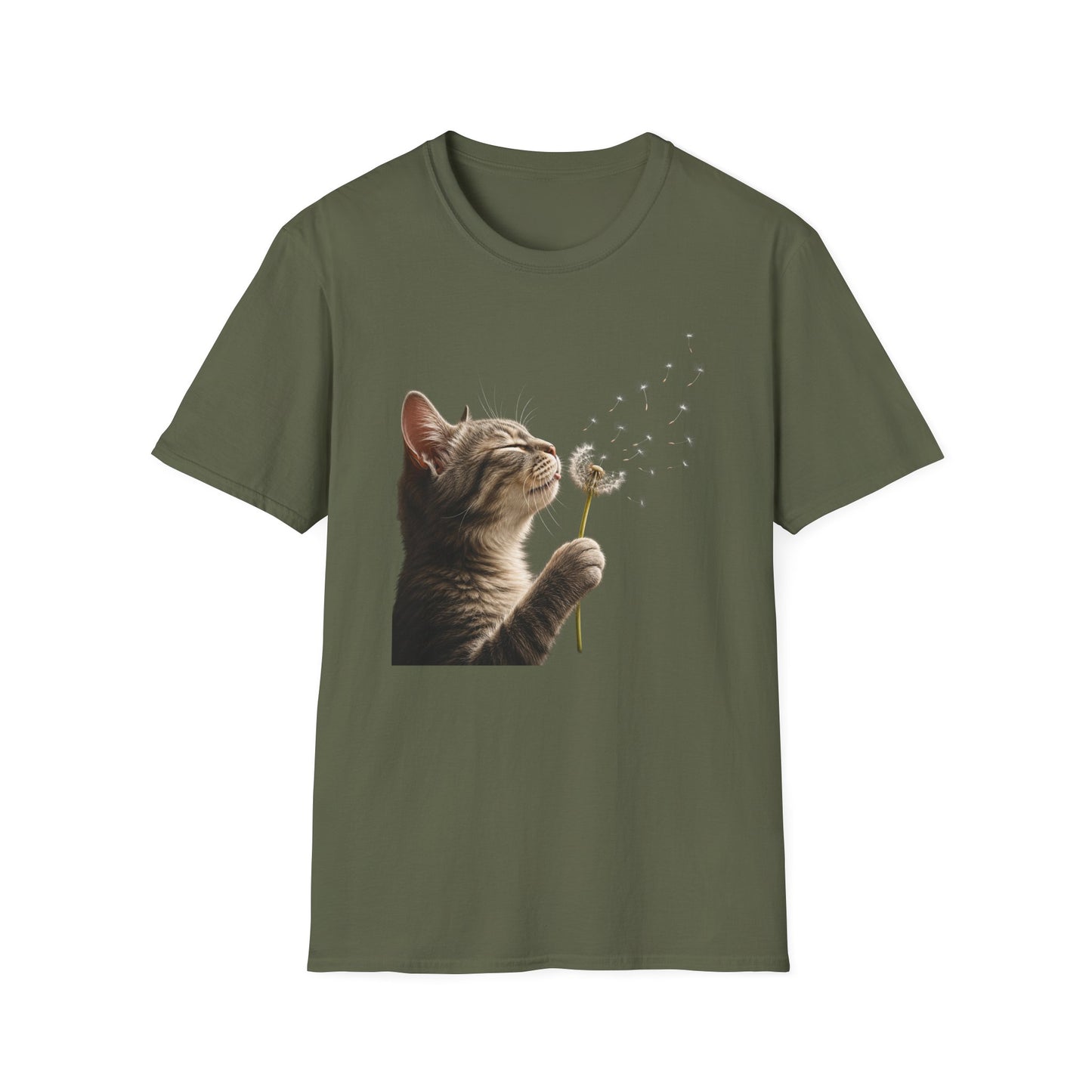 Cat Dandelion T-Shirt — Cute Kitten Blowing Dandelion Graphic Tee