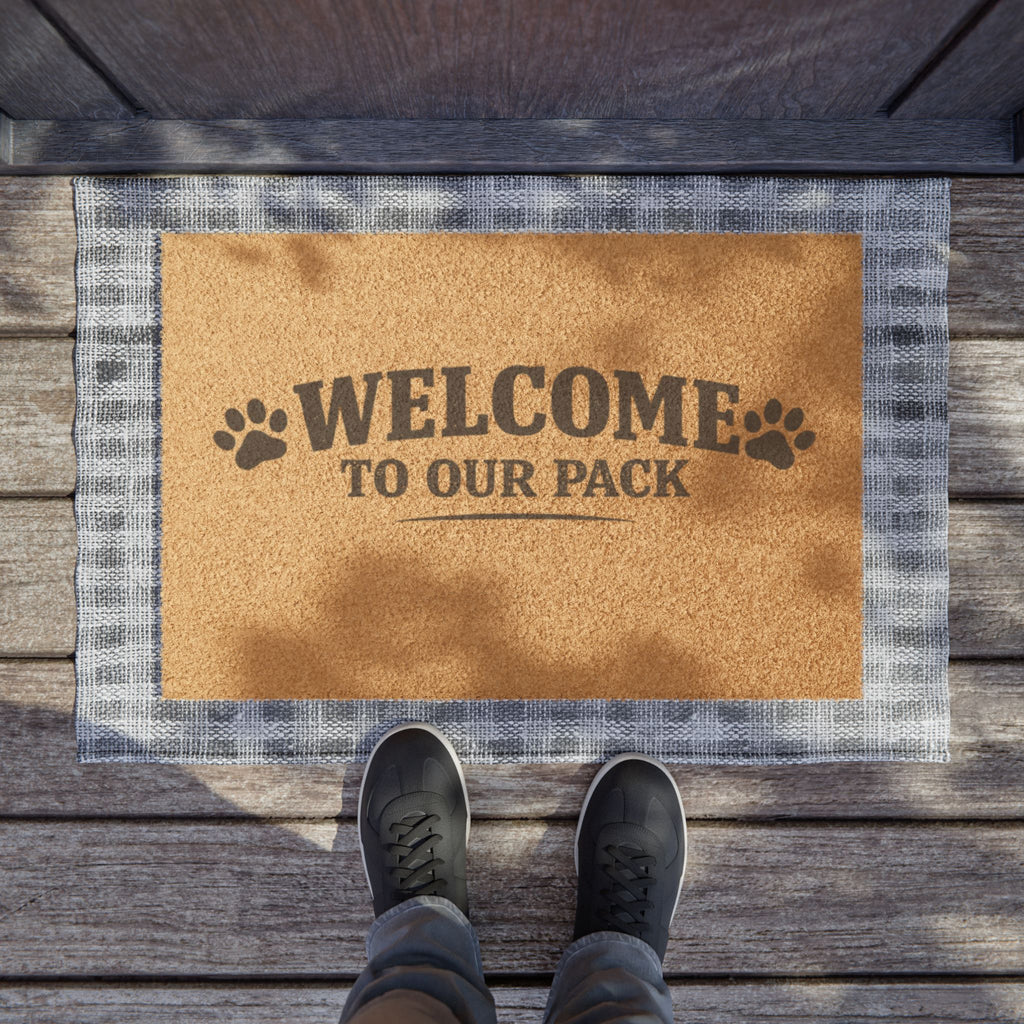 Welcome to Our Pack Doormat – Paw Print Entry Mat for Dog Lovers
