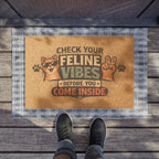 Check Your Feline Vibes Doormat — Funny Cat Welcome Mat