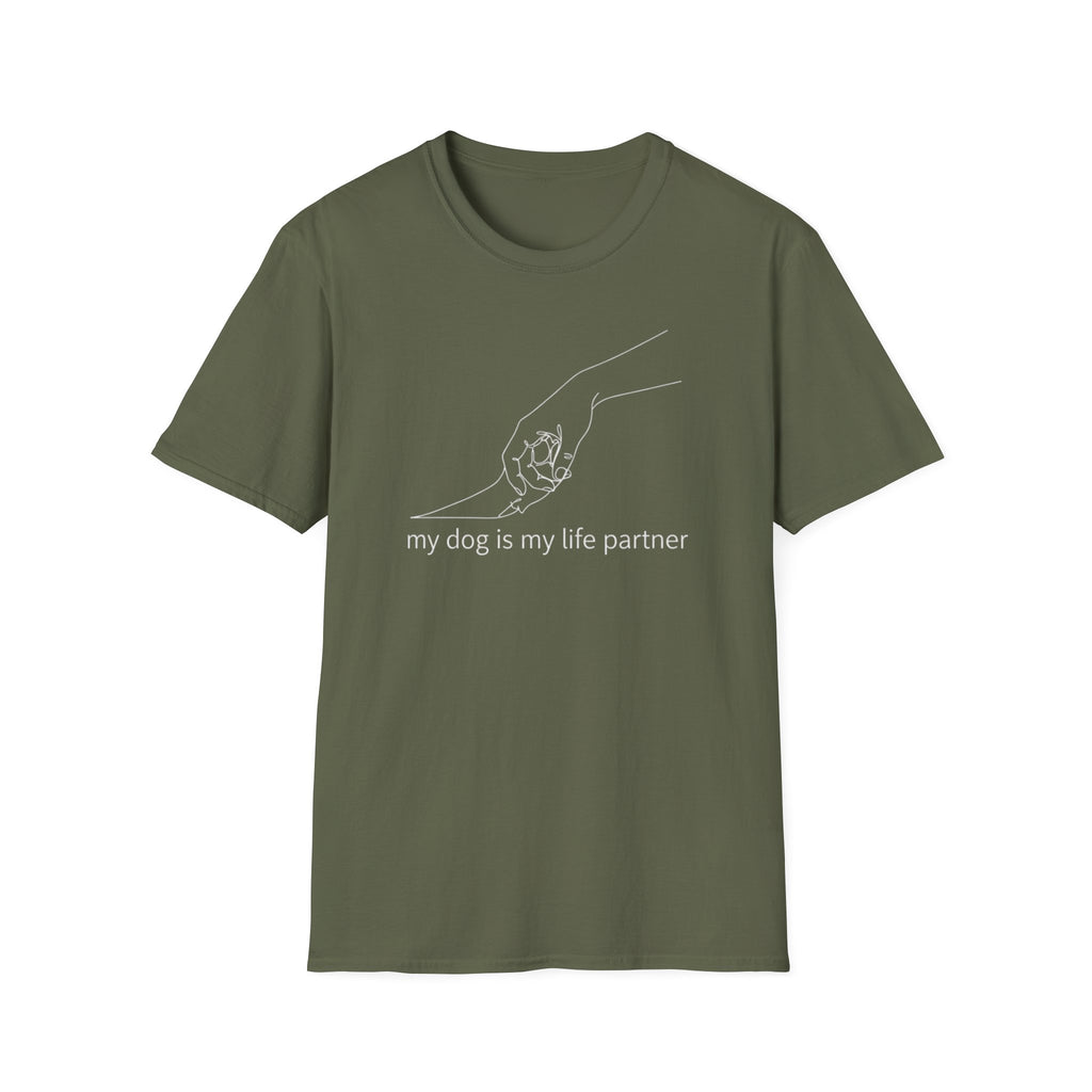Dog Lover T-Shirt — "My Dog Is My Life Partner" Minimal Line Art