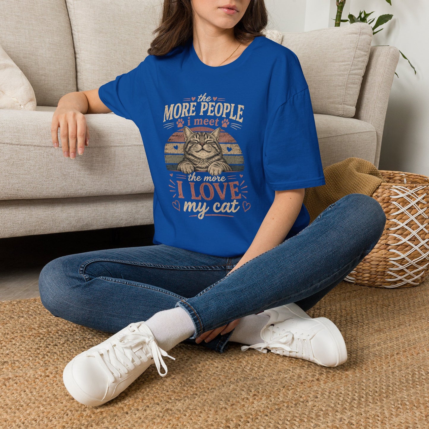 Cat Lover T‑Shirt — “The More People I Meet the More I Love My Cat” Retro Graphic