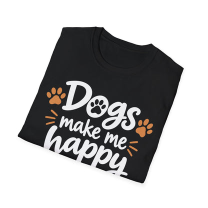 Dogs Make Me Happy T-Shirt — Cute Paw Print Dog Lover Tee