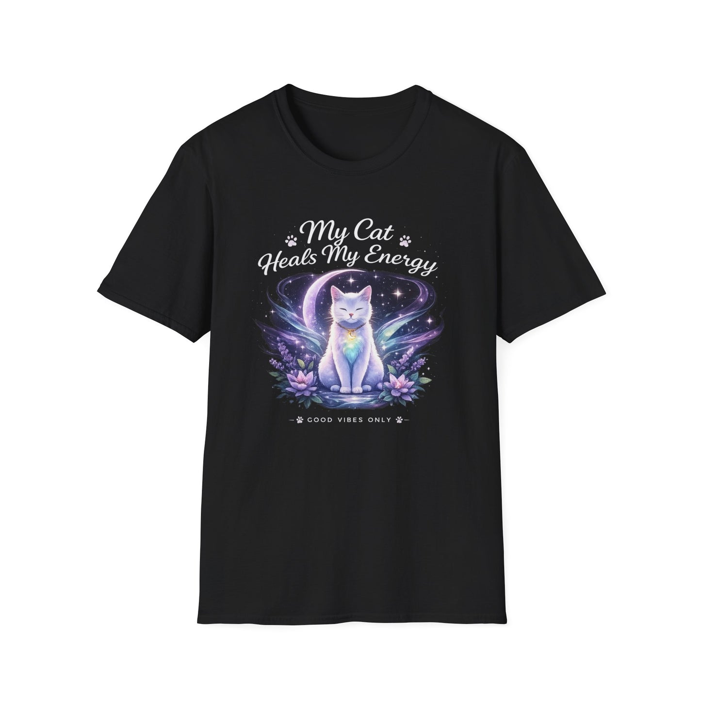 My Cat Heals My Energy T-Shirt — Spiritual Cat Lover Tee