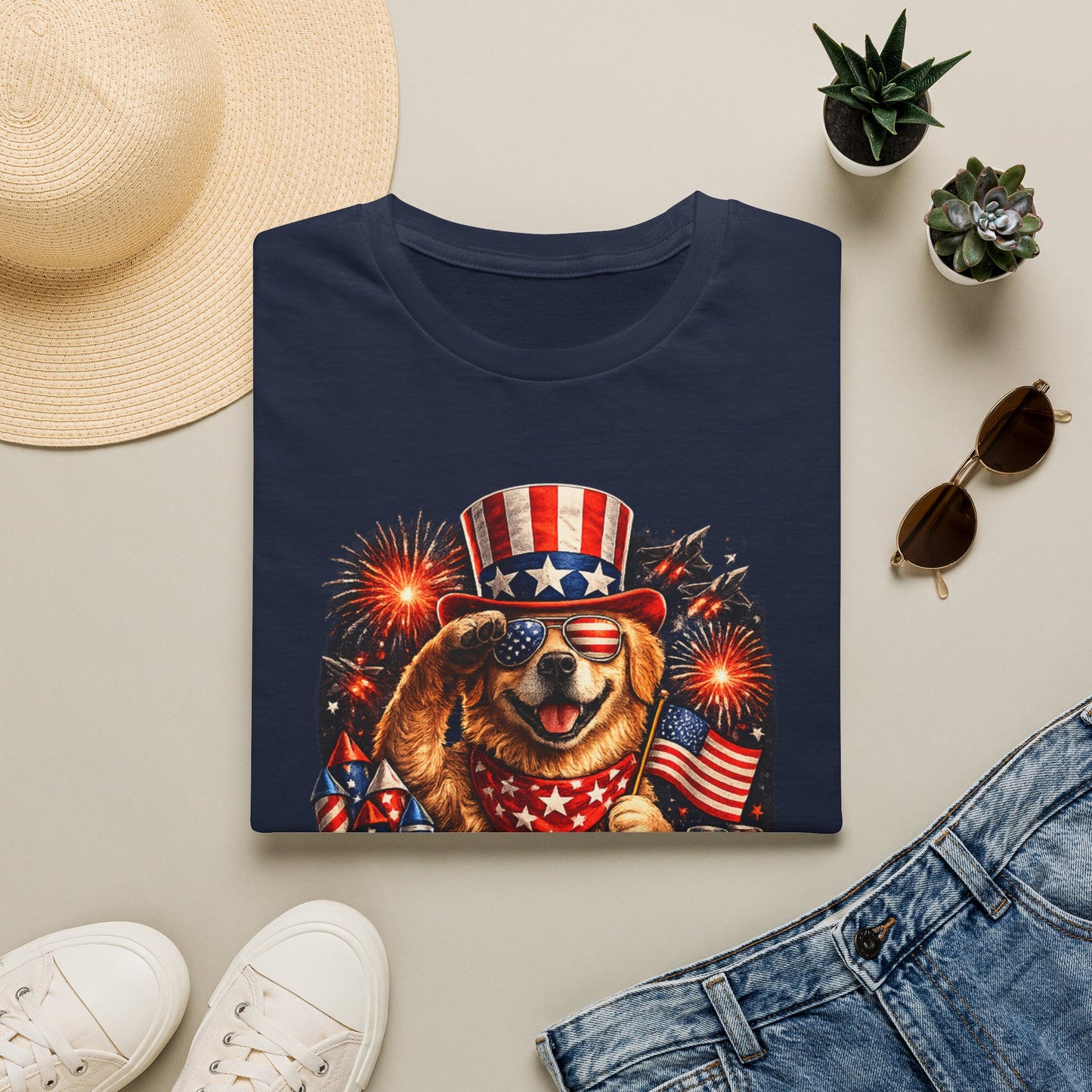 Patriotic Dog T-Shirt — "Paws & Stripes Forever" 4th of July Tee