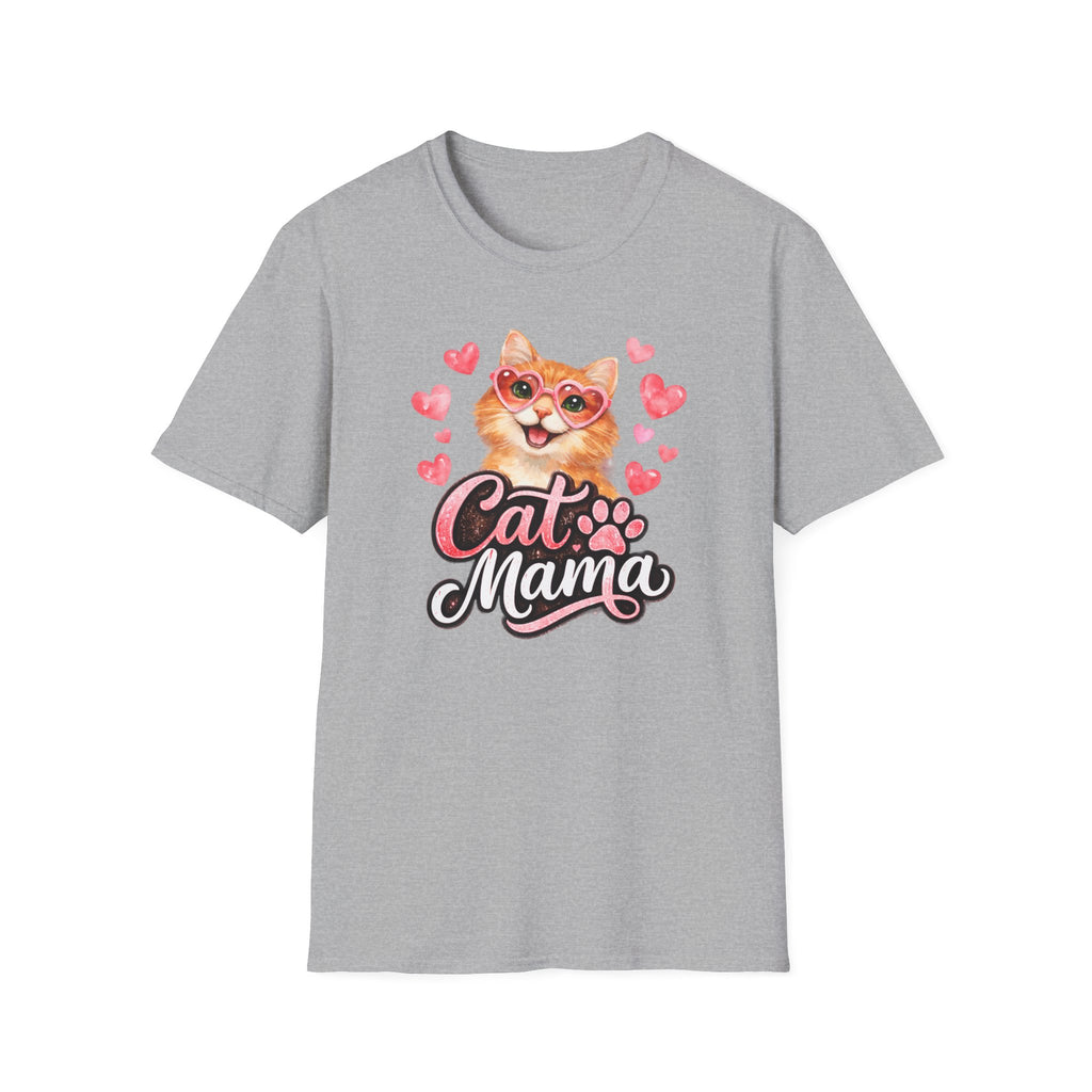 Cat Mama T-Shirt — Cute Cat with Hearts Graphic Tee for Cat Lovers