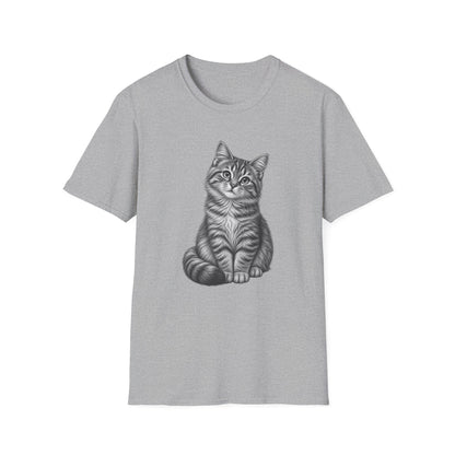 Cat Portrait T-Shirt — Realistic Gray Tabby Kitten Tee