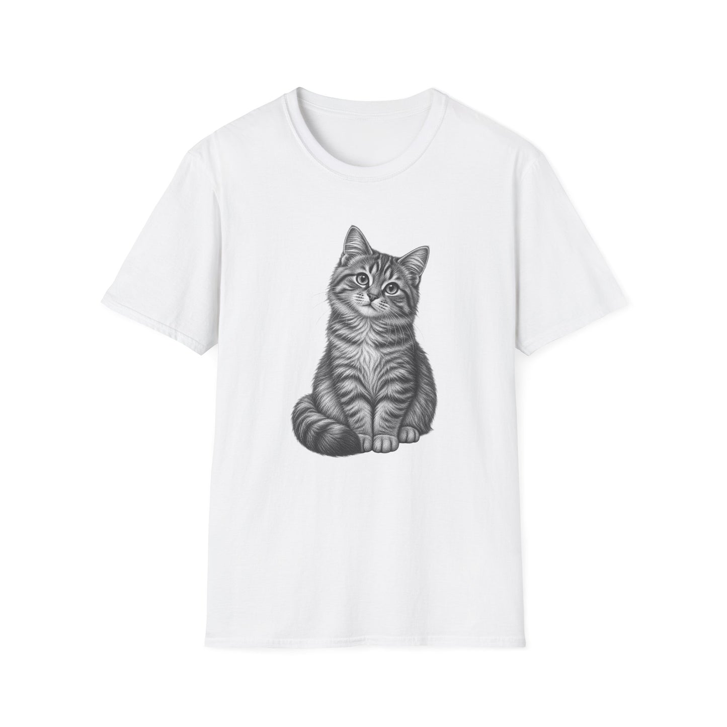 Cat Portrait T-Shirt — Realistic Gray Tabby Kitten Tee