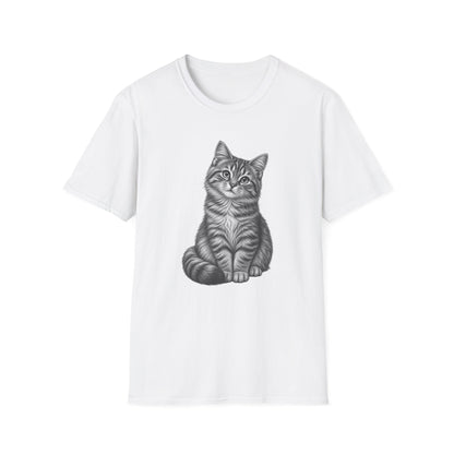 Cat Portrait T-Shirt — Realistic Gray Tabby Kitten Tee