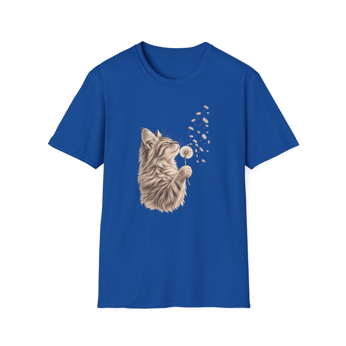 Cat Dandelion T-Shirt — Cute Cat Blowing Dandelion Graphic Tee