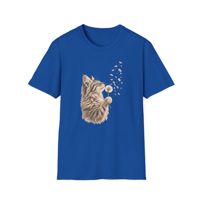 Cat Dandelion T-Shirt — Cute Cat Blowing Dandelion Graphic Tee