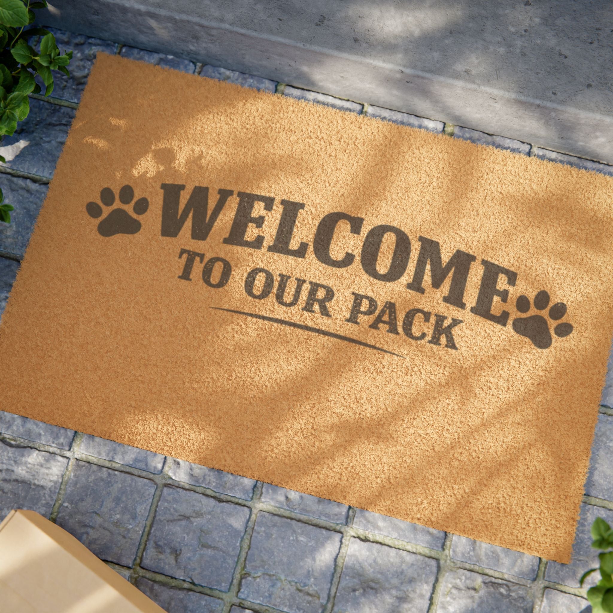 Welcome to Our Pack Doormat – Paw Print Entry Mat for Dog Lovers