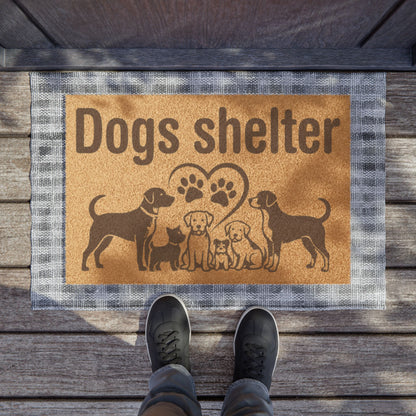 Doormat - 'Dogs Shelter' Paw Print Welcome Mat for Animal Rescue & Pet Lovers
