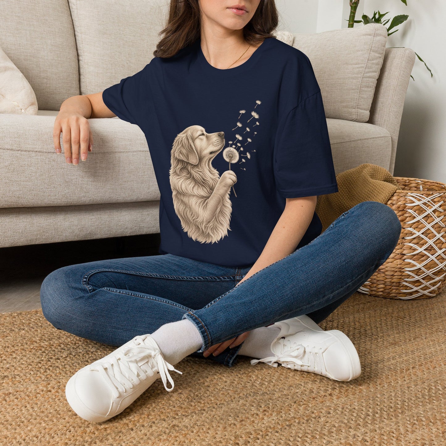 Golden Retriever Dandelion T-Shirt — Cute Dog Floral Tee