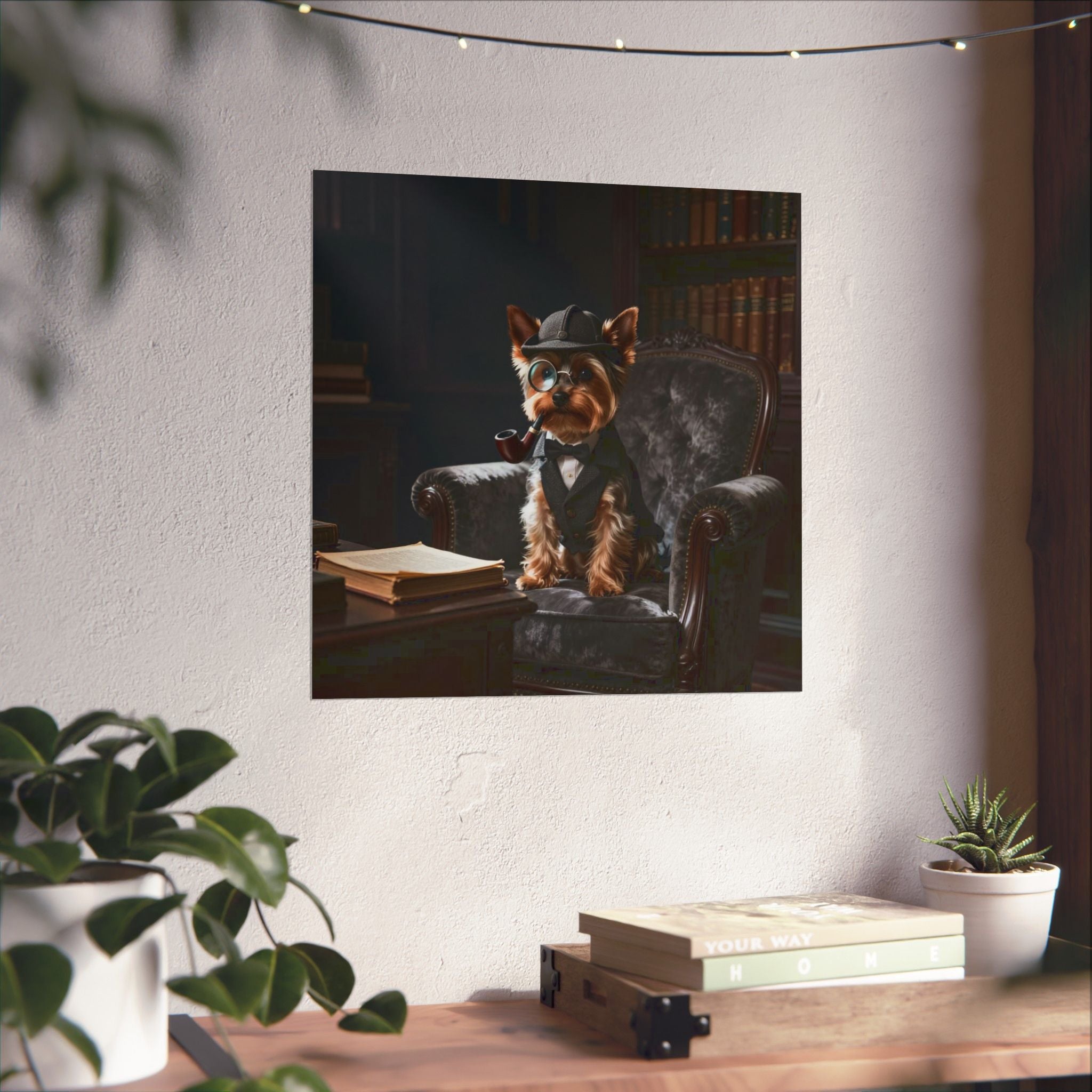 Detective Yorkie Matte Poster — Vintage Dog Portrait Wall Art