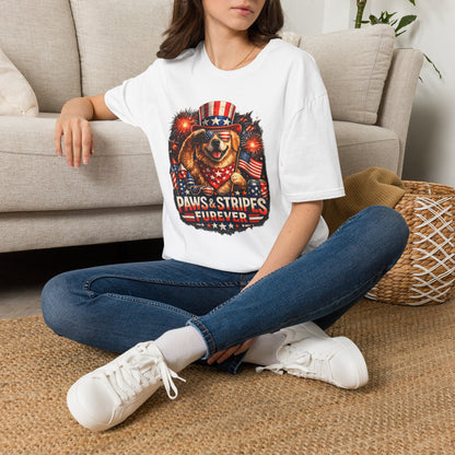 Patriotic Dog T-Shirt — "Paws & Stripes Forever" 4th of July Tee