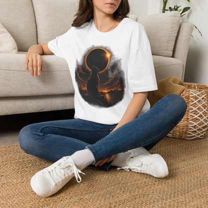 Eclipse Cat T-Shirt — Cosmic Solar Eclipse Cat Silhouette Tee