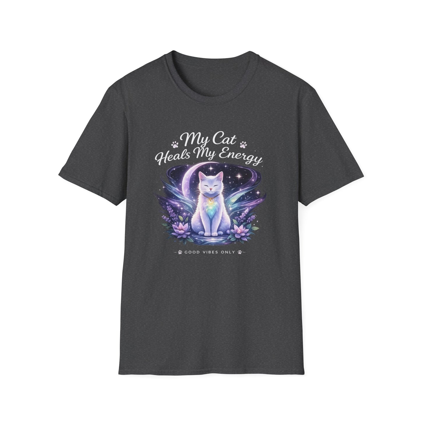 My Cat Heals My Energy T-Shirt — Spiritual Cat Lover Tee