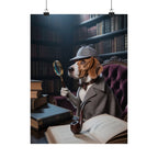 Póster mate de Detective Beagle — Arte mural vintage de perro de biblioteca