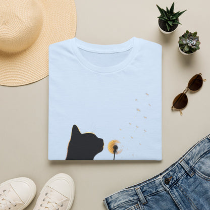 Cat Silhouette Dandelion Tee — Whimsical Night Cat T-Shirt