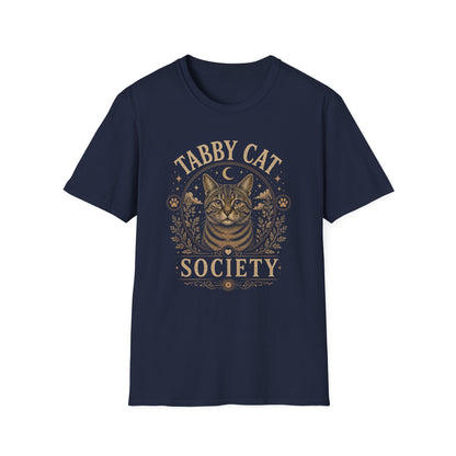 Tabby Cat Society T-Shirt — Vintage Moon & Paw Graphic Cat Lover Tee
