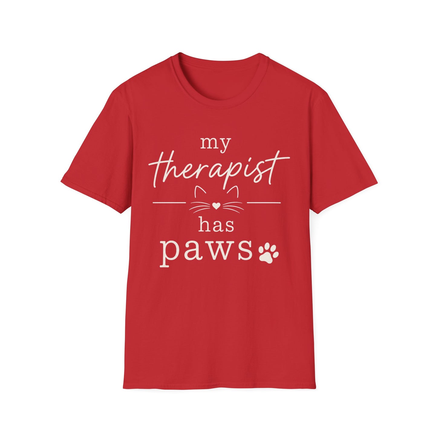 My Therapist Has Paws T-Shirt — Cute Cat Lover Tee