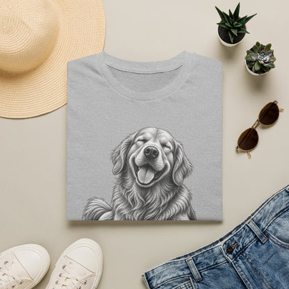 Golden Retriever Portrait T-Shirt — Smiling Dog Graphic Tee for Dog Lovers