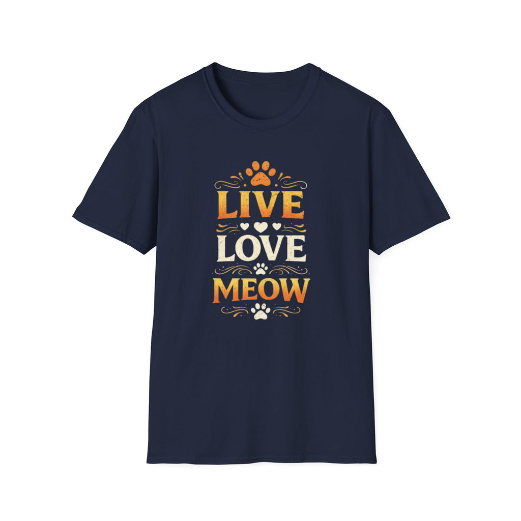 Camiseta "Live Love Meow": una linda camiseta con estampado de pata de gato para amantes de los gatos