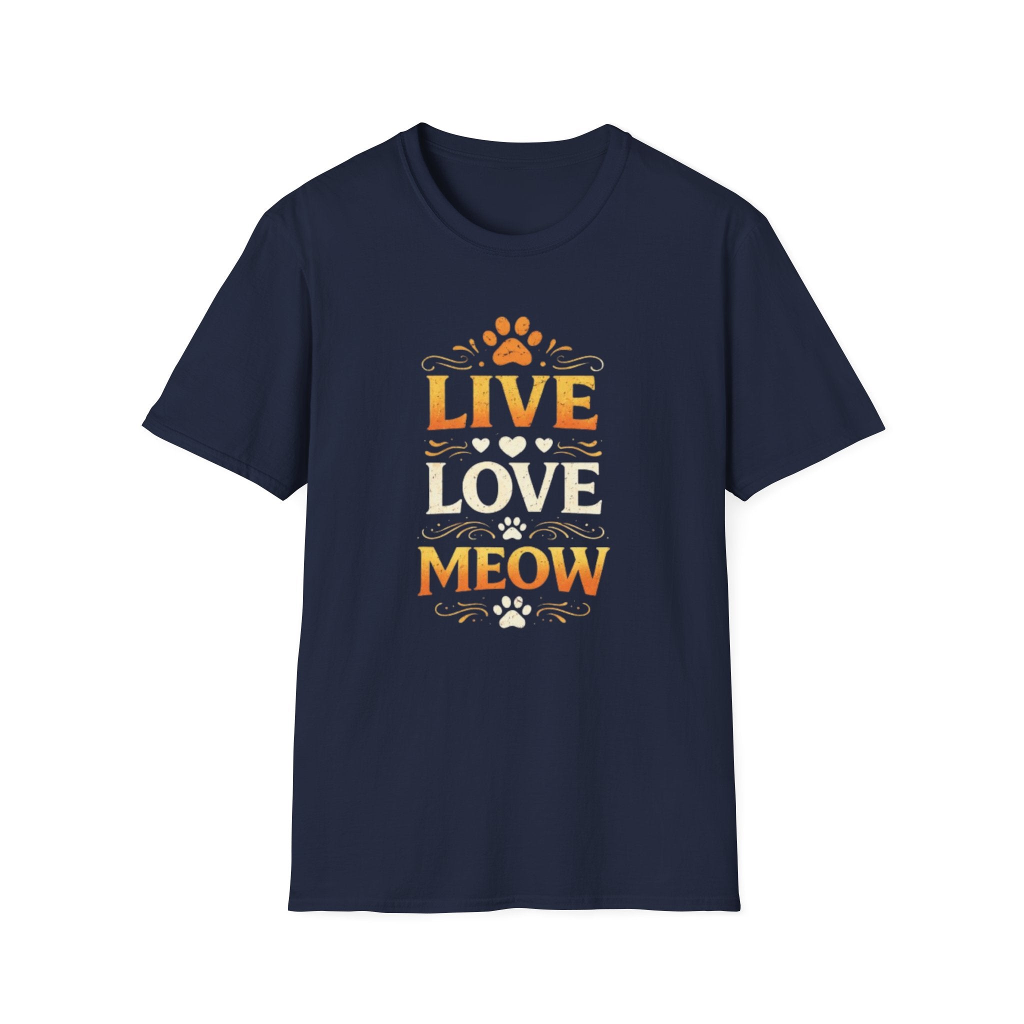 Camiseta "Live Love Meow": una linda camiseta con estampado de pata de gato para amantes de los gatos