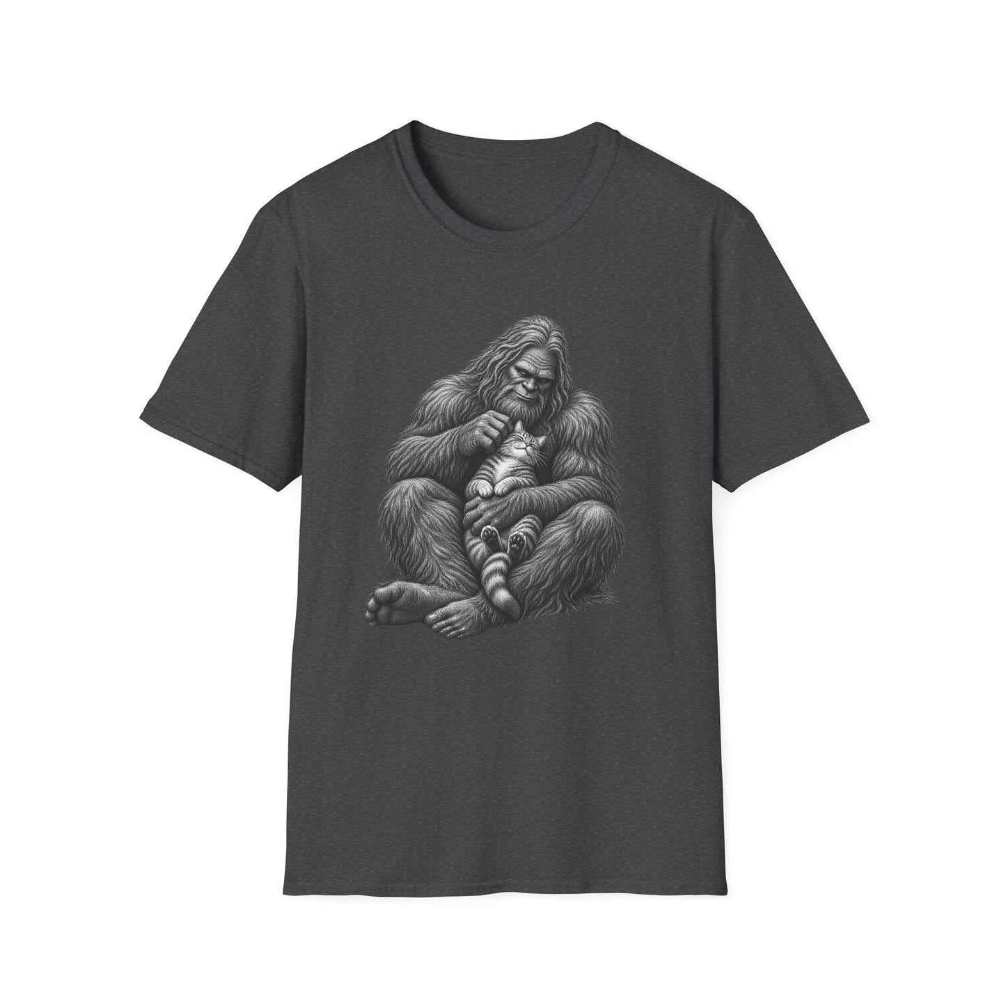 Bigfoot & Kitten T-Shirt — Cute Sasquatch Holding Cat Graphic Tee