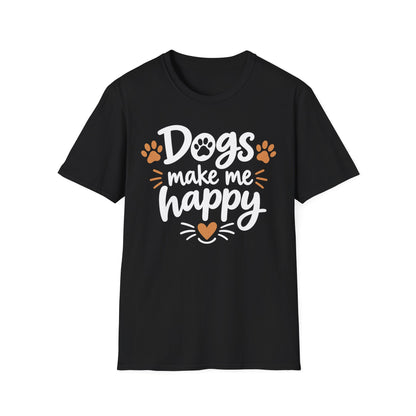 Dogs Make Me Happy T-Shirt — Cute Paw Print Dog Lover Tee