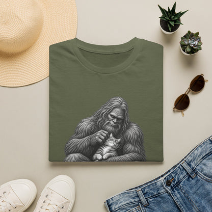 Bigfoot & Kitten T-Shirt — Cute Sasquatch Holding Cat Graphic Tee