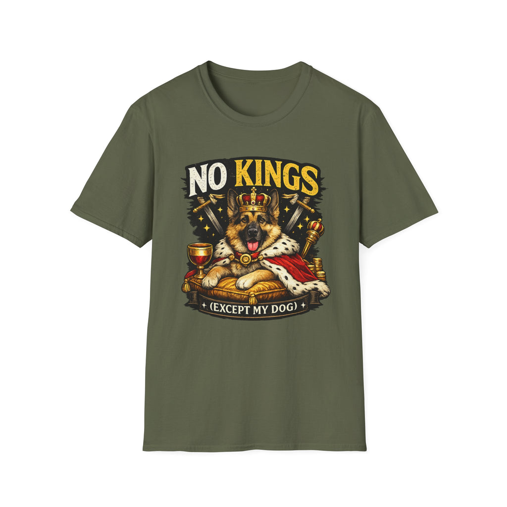 T-Shirt — "No Kings (Except My Dog)" German Shepherd Royalty Tee