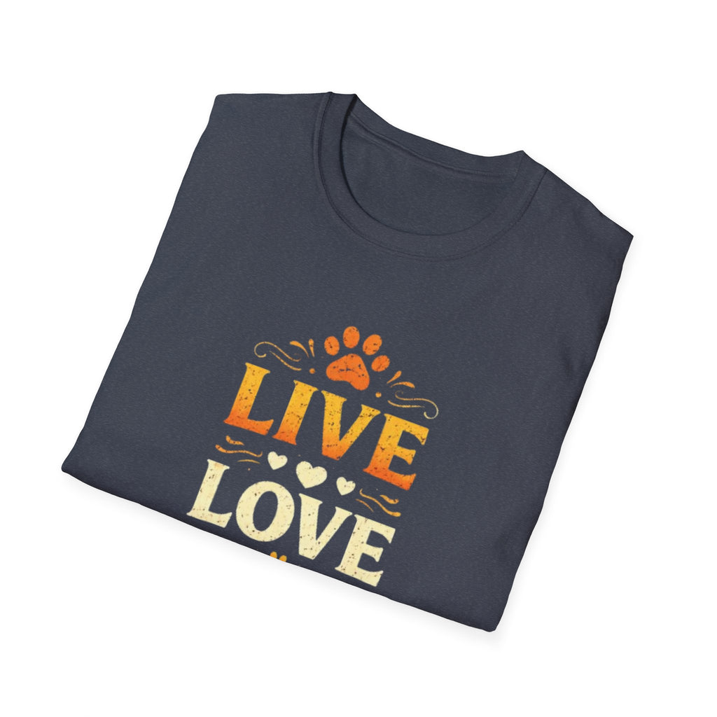 Live Love Bark T-Shirt — Funny Dog Lover Tee with Paw Prints
