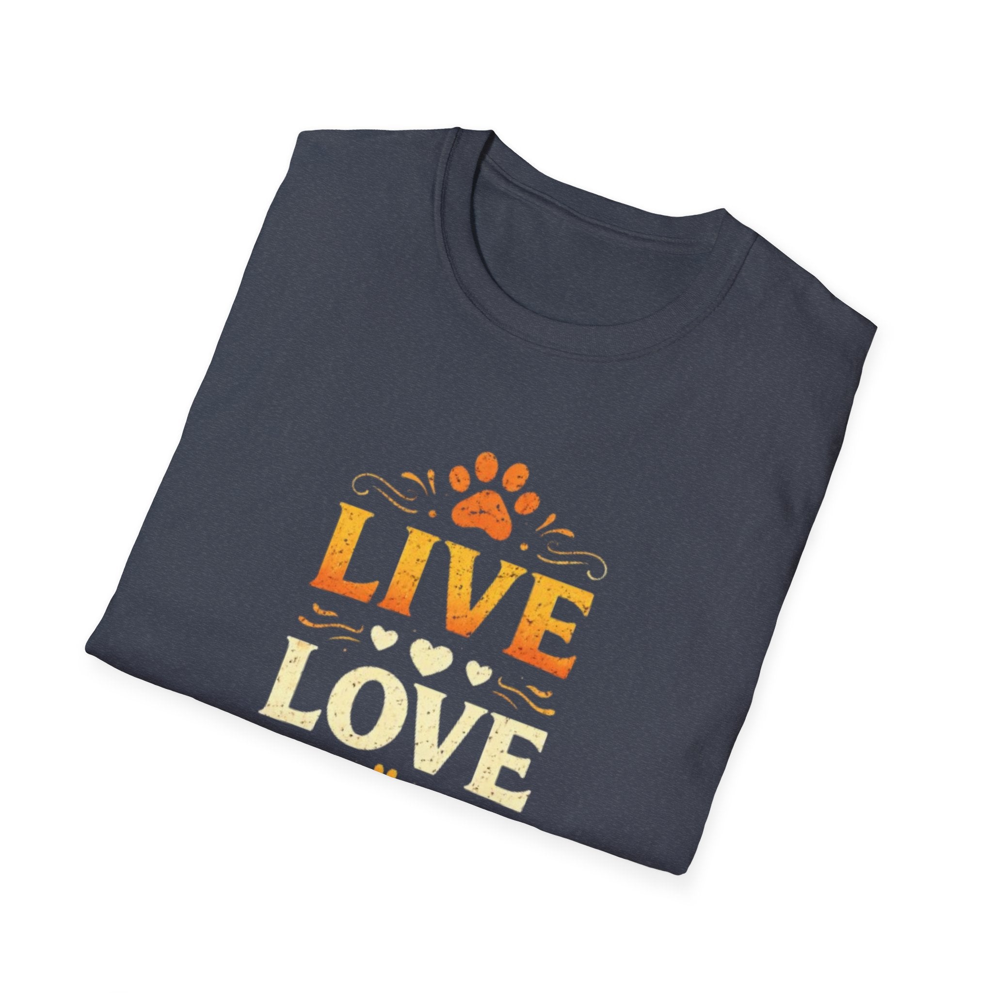 Live Love Bark T-Shirt — Funny Dog Lover Tee with Paw Prints