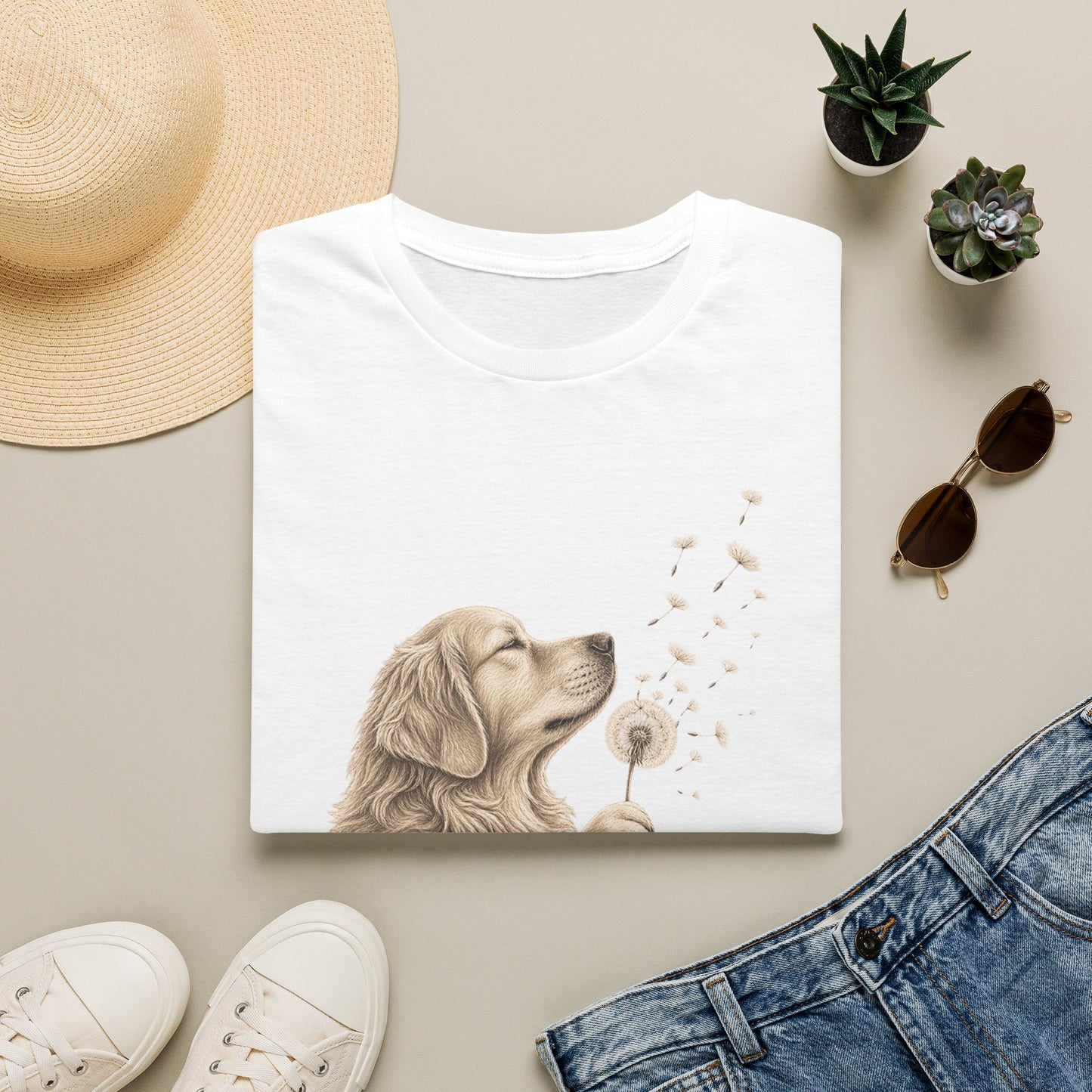 Golden Retriever Dandelion T-Shirt — Cute Dog Floral Tee