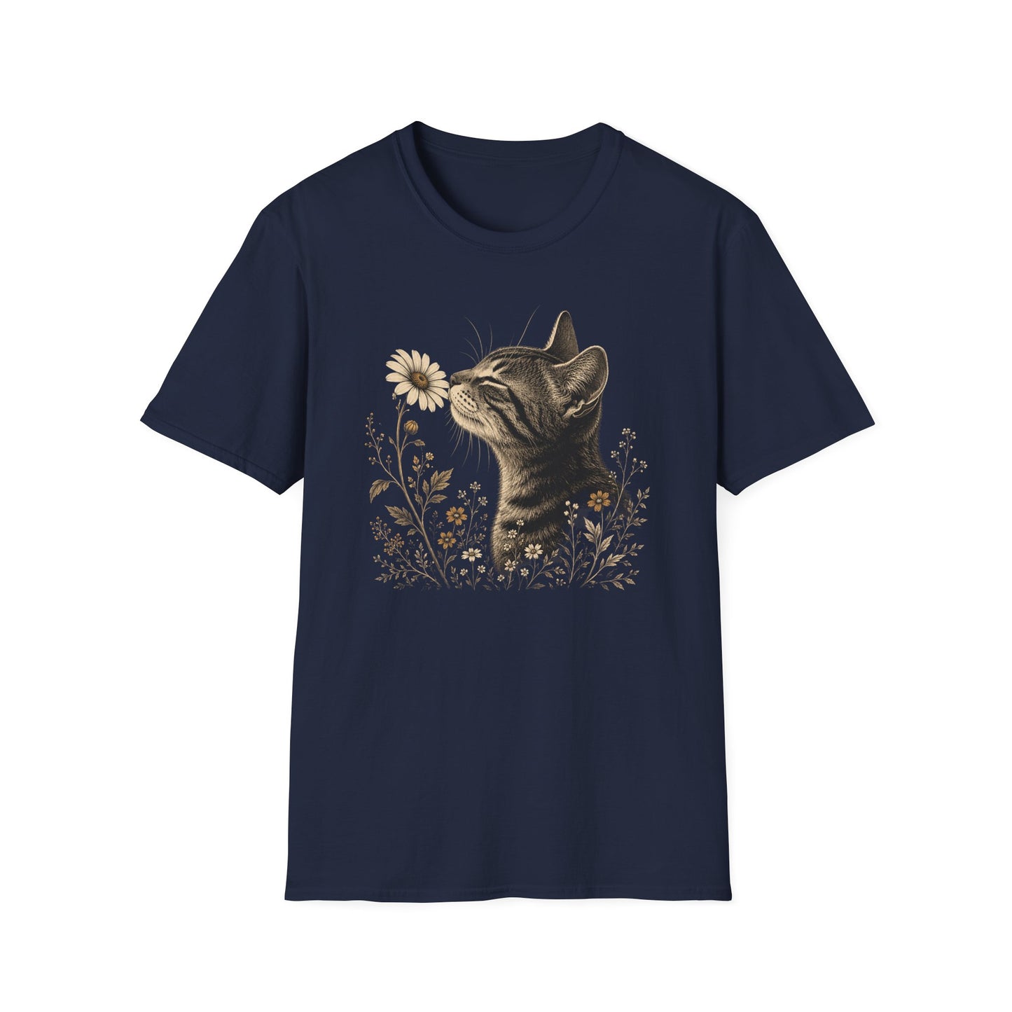 Cat & Wildflower T-Shirt — Whimsical Floral Kitty Tee