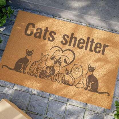 Cat Shelter Coir Doormat — Welcome Mat for Animal Rescue & Cat Lovers