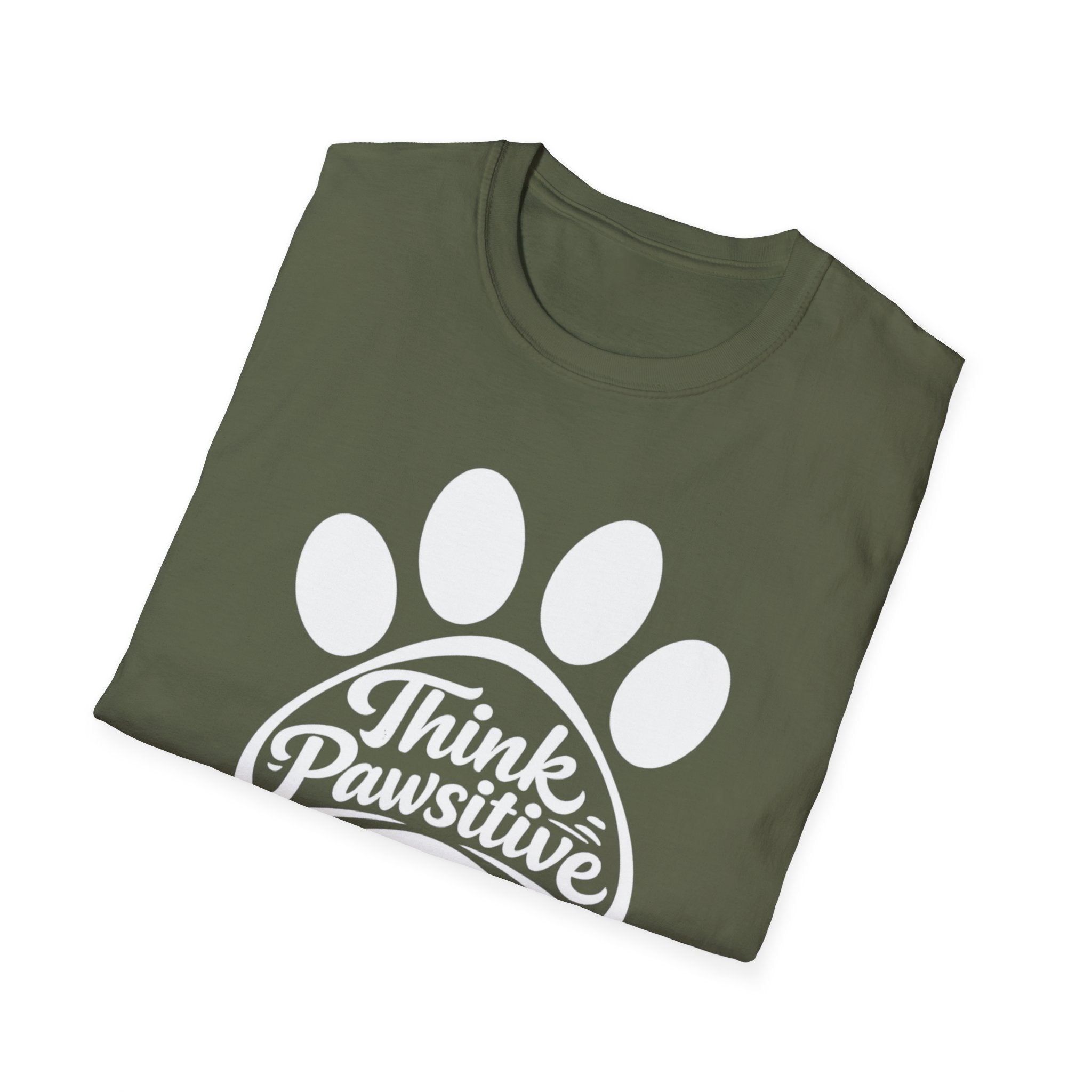 Camiseta con estampado de patas Think Pawsitive — Camiseta positiva para amantes de las mascotas