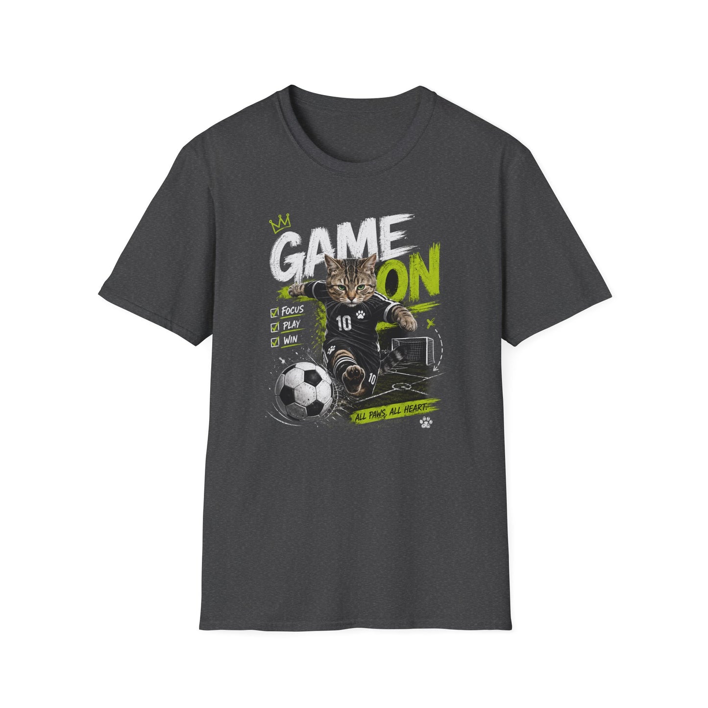 Game On Soccer T‑Shirt — Cat Player Design (Focus • Play • Win)