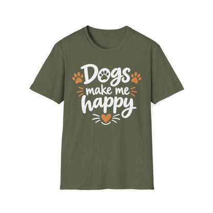 Dogs Make Me Happy T-Shirt — Cute Paw Print Dog Lover Tee