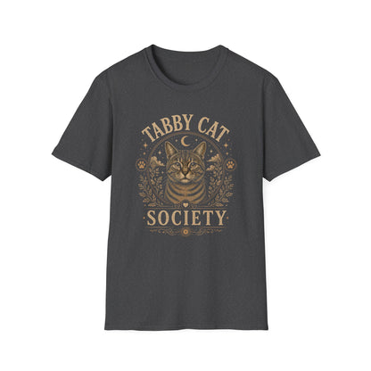 Tabby Cat Society T-Shirt — Vintage Moon & Paw Graphic Cat Lover Tee