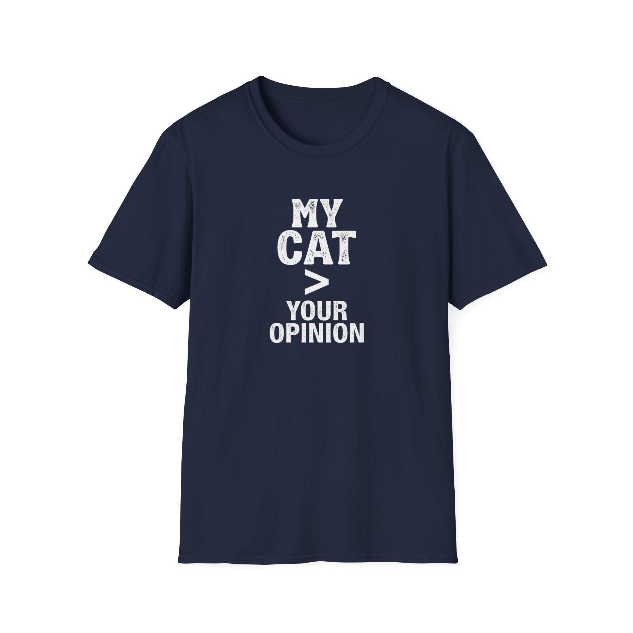 Cat Lover T‑Shirt — "My Cat > Your Opinion" Funny Pet Apparel