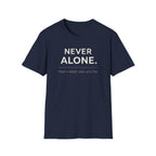 Never Alone Cat T-Shirt — "Never Alone. that's what cats are for."